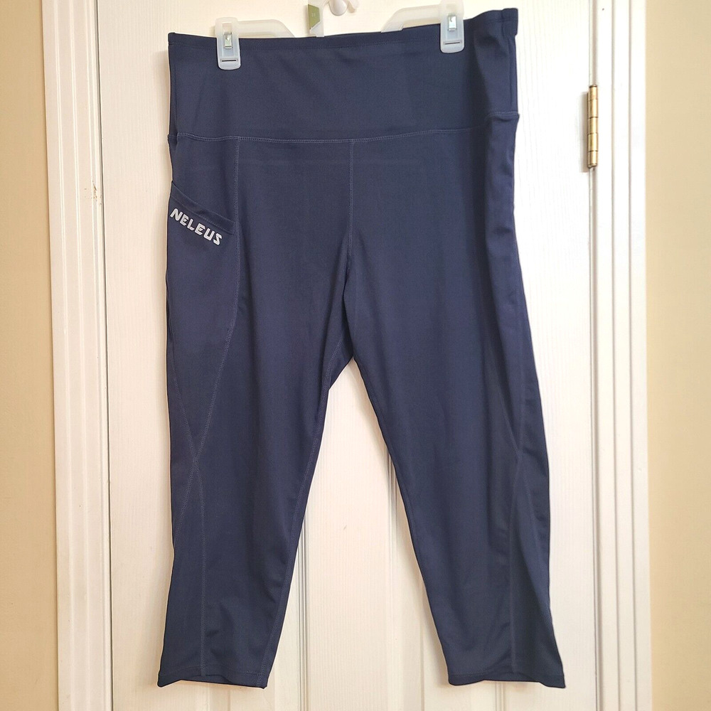 Neleus Sports Wear Womens Athletic Leggings Blue Stretchy Running Yoga Size 3X